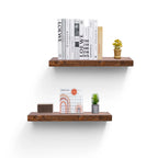 31" Long Floating Wall Shelf, Wood – Brown — room view
