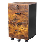 2-Drawer Rolling File Cabinet with Lock – Brown/Black — product photo