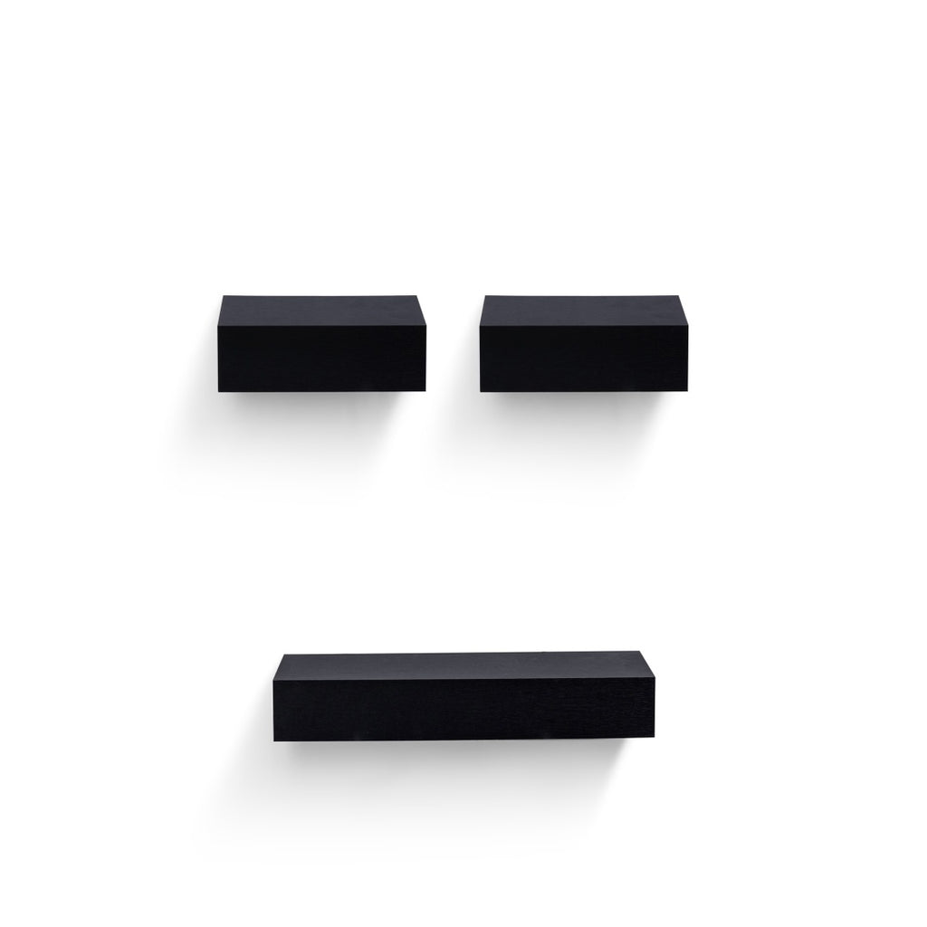 18" Floating Wall Shelf, Wood – Black — product photo