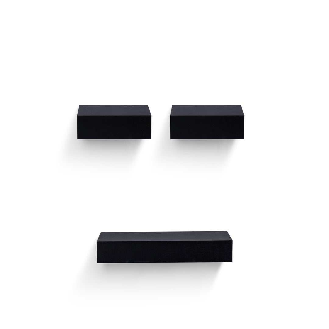 18" Floating Wall Shelf, Wood – Black — product photo