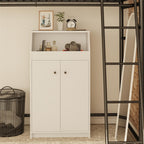 2-Door Storage Tower with Shelves – White — room view
