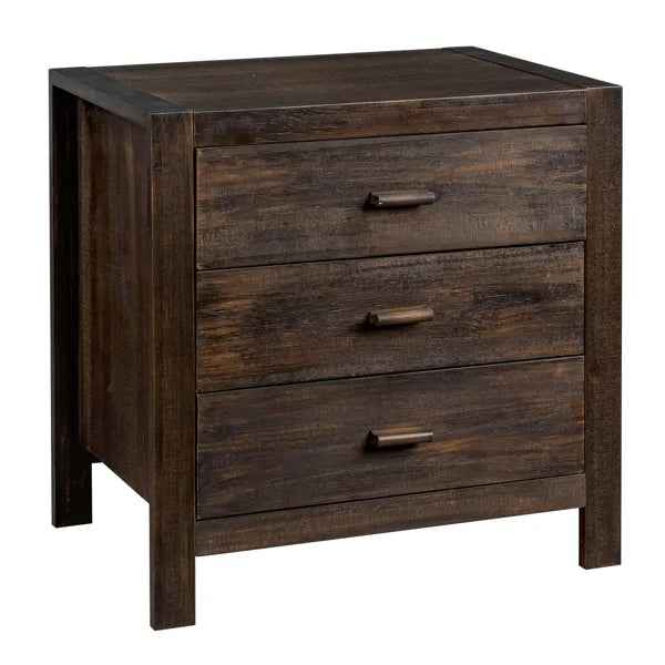 3-Drawer Nightstand with USB Charging & Outlets — product photo angled