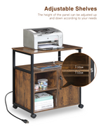 File Cabinet with USB Charging Ports, Printer Stand – Rustic Brown — features