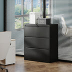 3-Drawer Lateral File Cabinet with Lock, Metal – Black — product photo