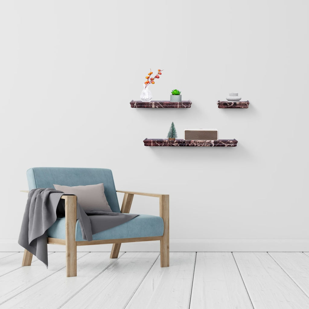 18" Floating Wall Shelf, Wood – Walnut — room view angled