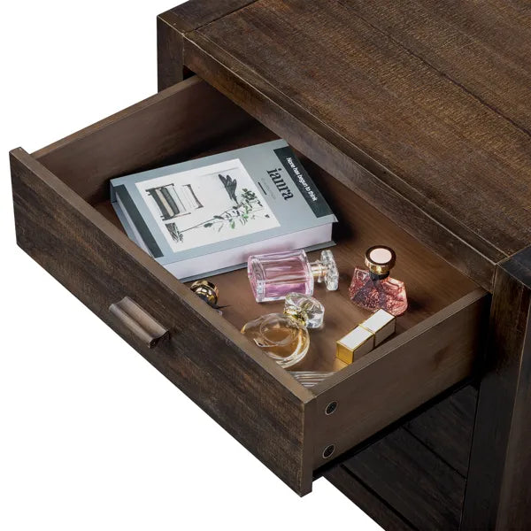 3-Drawer Nightstand with USB Charging & Outlets — detail