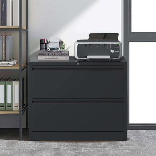 2-Drawer Lateral File Cabinet with Lock, Letter/A4 — room view angled