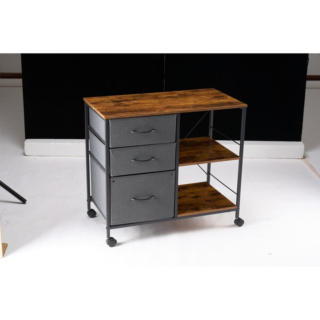 Rolling Printer Stand & File Cabinet with Drawers — product photo angled
