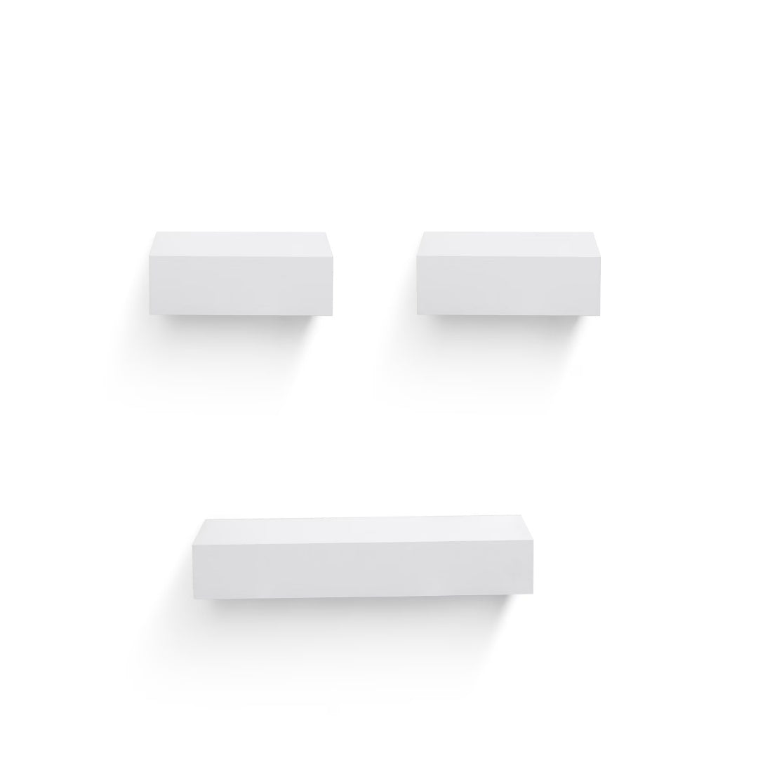 18" Floating Wall Shelf, Wood – White — product photo