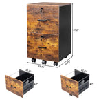 2-Drawer Rolling File Cabinet with Lock – Brown/Black — dimensions