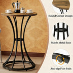 Round Bar Table for 2, Metal Frame – Brown — features