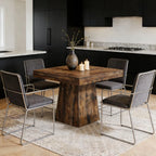 Square Farmhouse Dining Table, 31" – Gray — room view angled