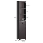 Narrow Bathroom Linen Tower with Cabinet – Brown — dimensions