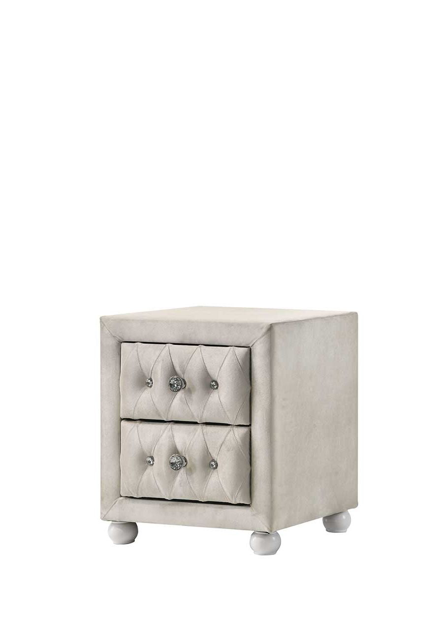 Upholstered Fabric Nightstand, Square – Beige — product photo