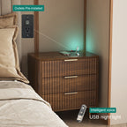 Nightstand with Charging Station & Night Light – Wood — features