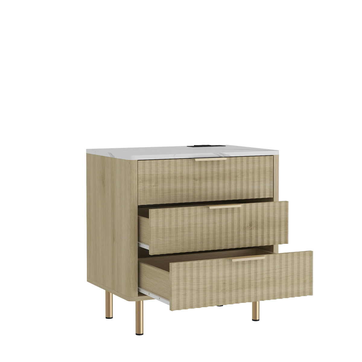 Nightstand with Charging Station & Night Light – Wood — product photo angled