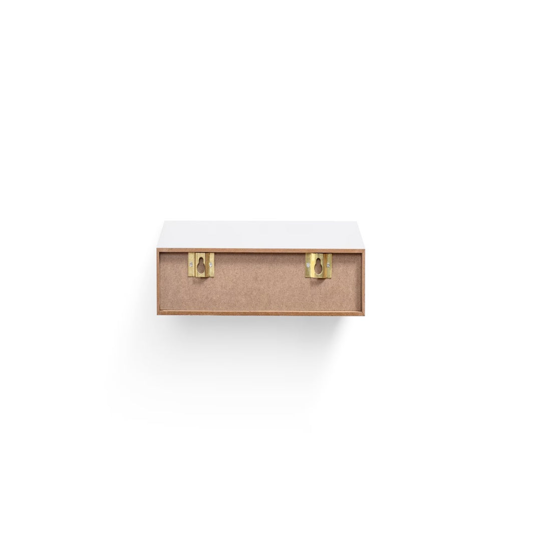 18" Floating Wall Shelf, Wood – White — detail