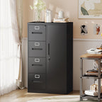 4-Drawer Vertical File Cabinet with Lock, Steel – Black — room view