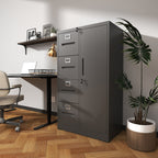 4-Drawer Vertical File Cabinet with Lock, Steel – Black — room view angled