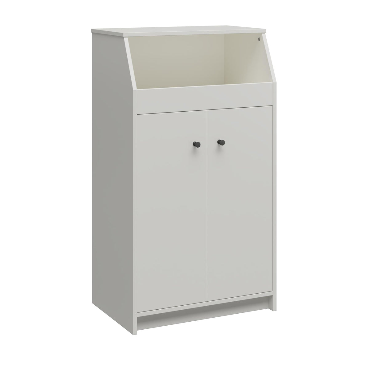 2-Door Storage Tower with Shelves – White — product photo angled