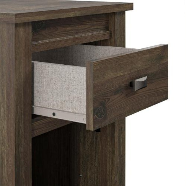 Rustic Nightstand with Storage, Farmhouse – Brown — detail