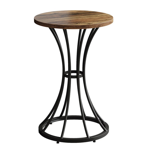 Round Bar Table for 2, Metal Frame – Brown — product photo