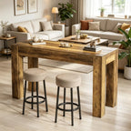 Farmhouse Bar Table, Counter-Height Wood — room view angled
