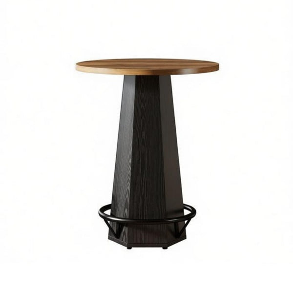 Round Bar Table, 31" Hexagonal Base – Black/Brown — product photo