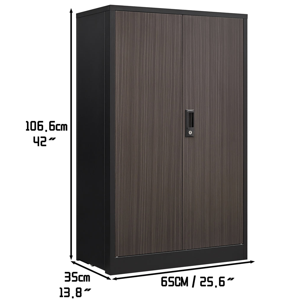 Folding Metal Storage Cabinet with Lock – Black — dimensions