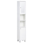 Tall Bathroom Storage Cabinet with Mirror – White — product photo angled