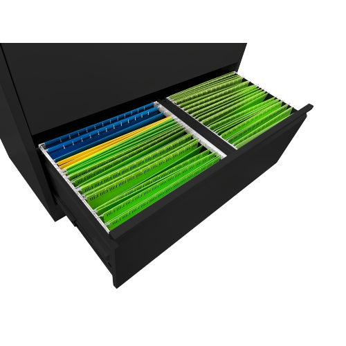 2-Drawer Lateral File Cabinet with Lock, Steel – Black — detail