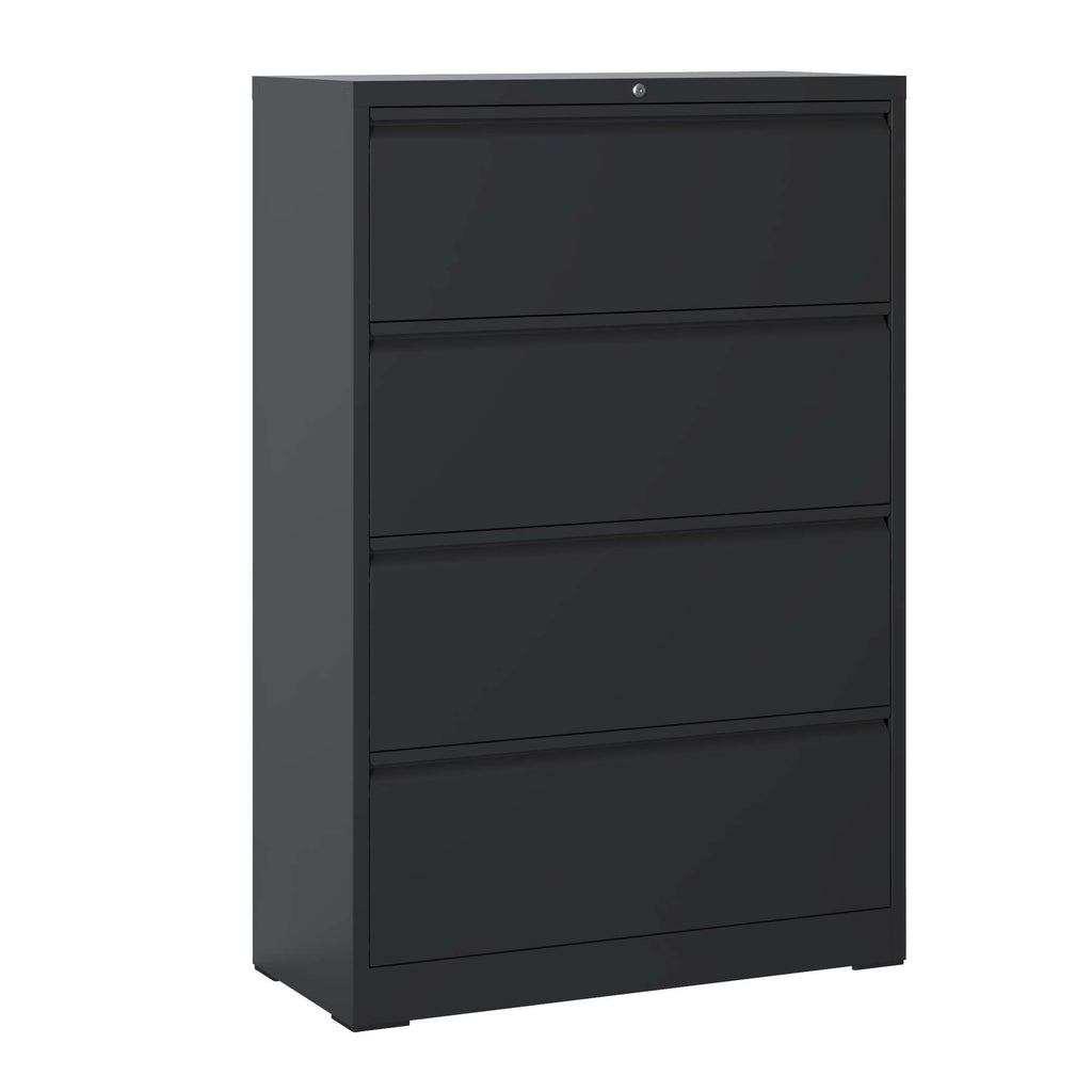 4-Drawer Lateral File Cabinet with Lock – Black — product photo