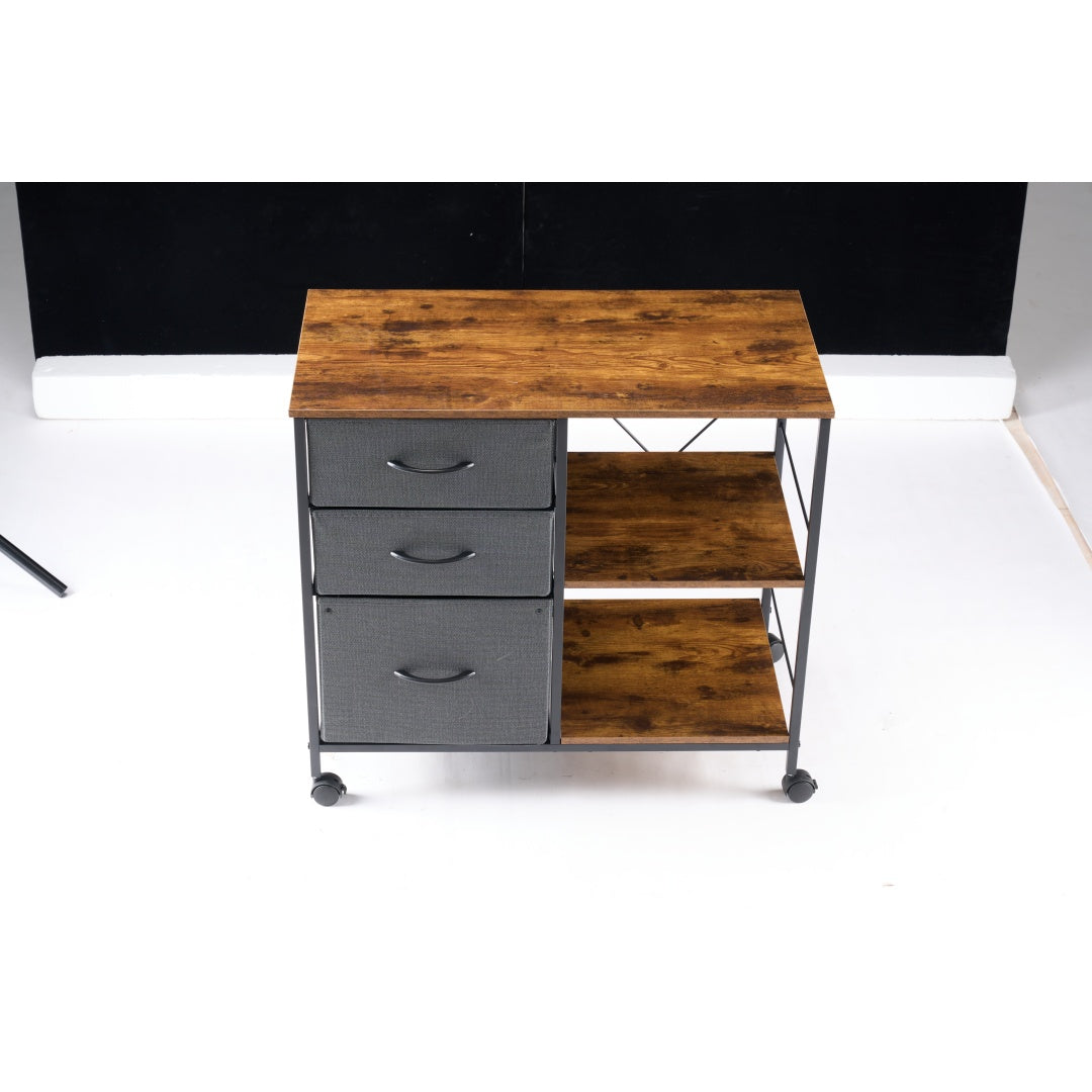 Rolling Printer Stand & File Cabinet with Drawers — product photo angled