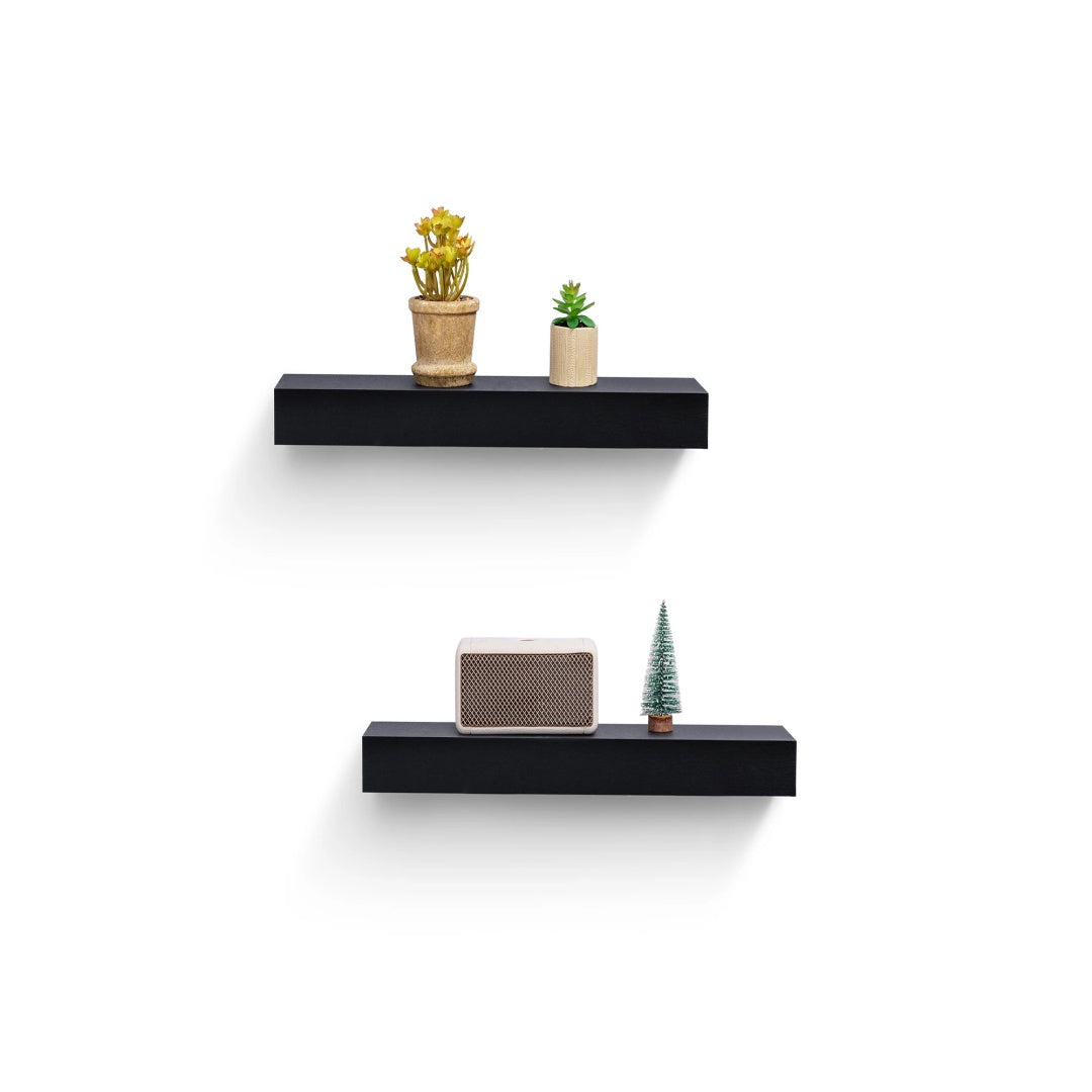 18" Floating Display Ledge Shelf – Black — room view angled