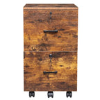 2-Drawer Rolling File Cabinet with Lock – Brown/Black — product photo