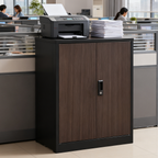 Folding Metal Storage Cabinet with Lock – Black — room view