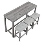 Bar Table & Stools Set with Power Outlet – Gray — product photo angled