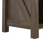 Rustic Nightstand with Storage, Farmhouse – Brown — side view