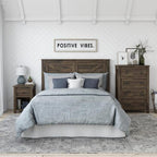 Rustic Nightstand with Storage, Farmhouse – Brown — room view angled