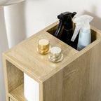 Compact Rolling Storage Cabinet with Drawer – Oak — detail