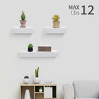 18" Floating Wall Shelf, Wood – White — features