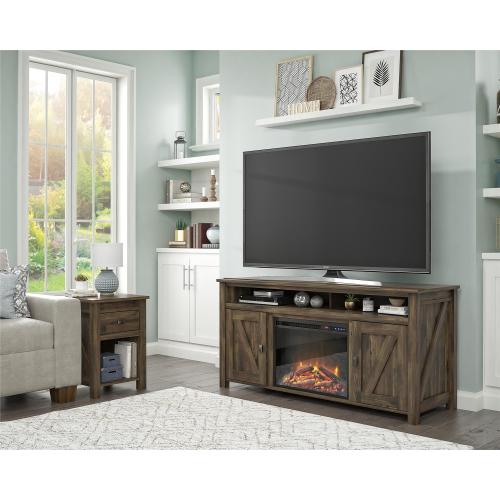 Rustic Nightstand with Storage, Farmhouse – Brown — room view wide