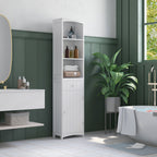 Tall Linen Tower Cabinet with Drawer – White — room view