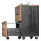 2-Drawer Rolling File Cabinet with Lock – Brown/Black — detail