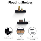 15" Floating Wall Shelf with Hidden Brackets – Black — features