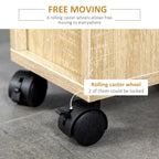 Compact Rolling Storage Cabinet with Drawer – Oak — features