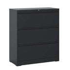 3-Drawer Lateral File Cabinet with Lock, Metal – Black — product photo