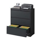 3-Drawer Lateral File Cabinet with Lock, Metal – Black — detail