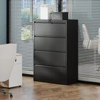 4-Drawer Lateral File Cabinet with Lock – Black — room view