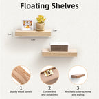 12" Floating Wall Shelf, Compact – Maple — features